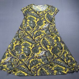 Aryeh Yellow Paisley Print Summer Dress Floral Boho Festival Casual Size S